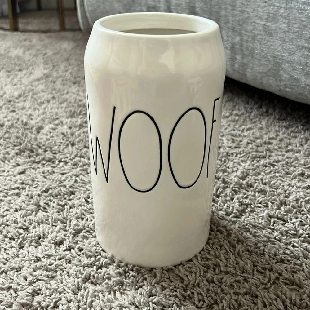 Rae Dunn WOOF Dog Treat Ceramic Container